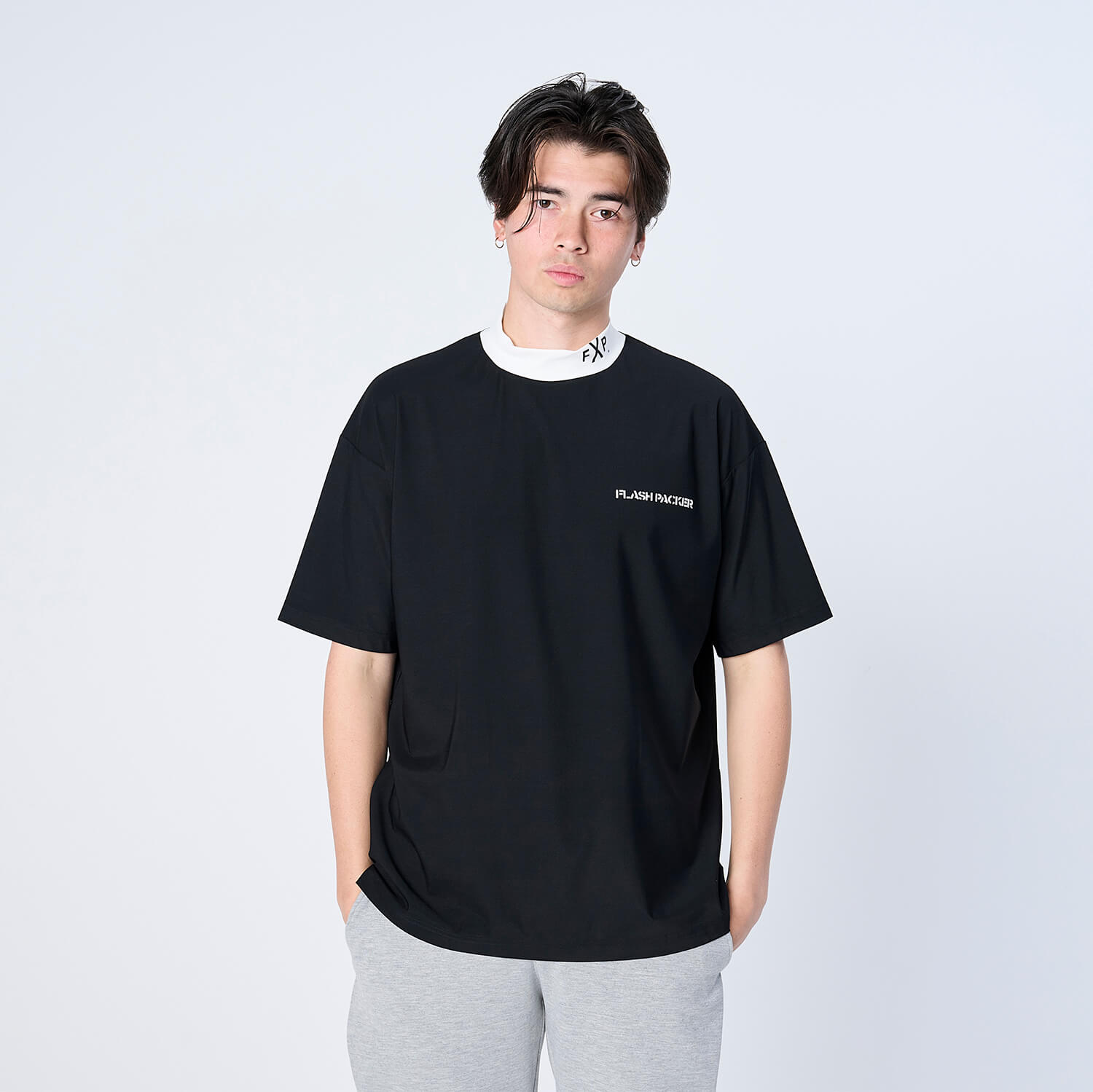 XDMT-MK（スーパードライストレッチ モックネック Tシャツ）BLACK