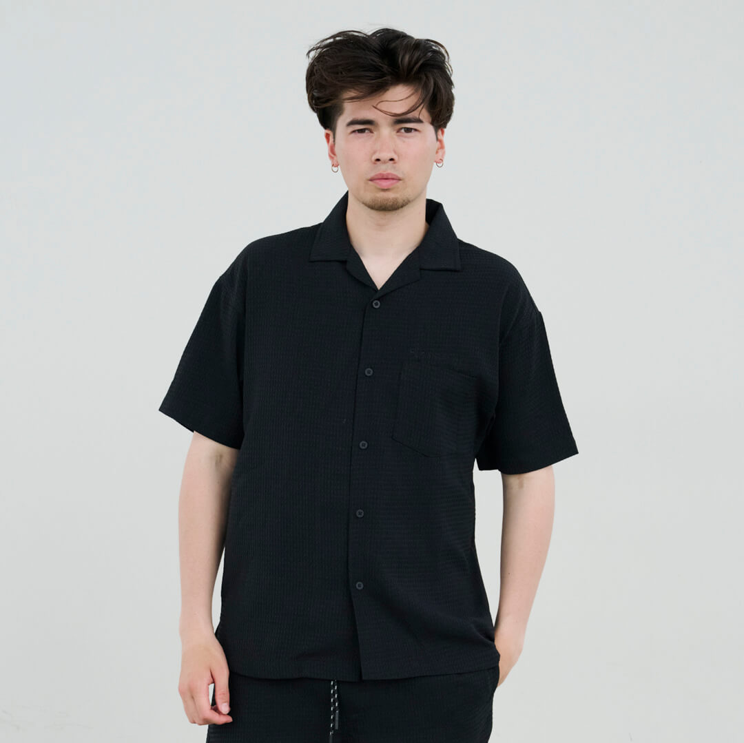 XW-SHIRTS（ワッフル・アロハシャツ）BLACK