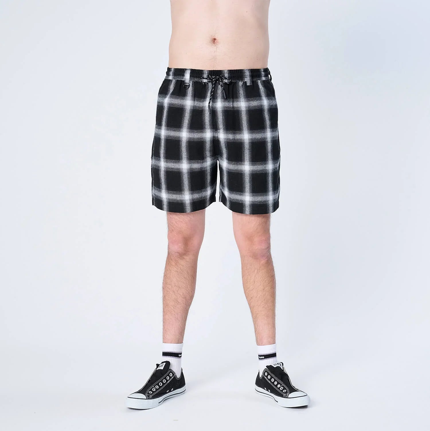 XNHP-UK EASY（オンブレチェック イージーショーツ）BLACK - PANTS