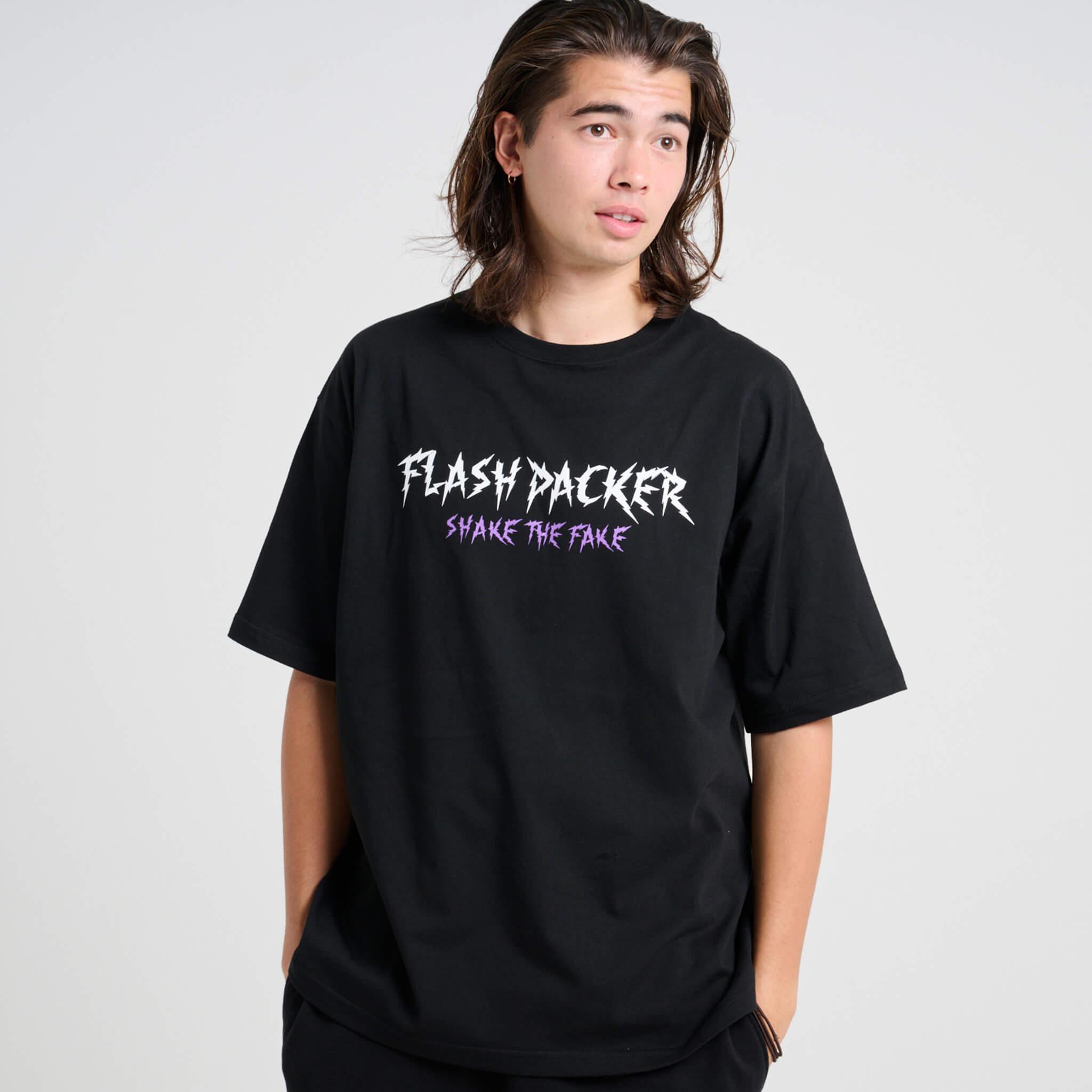 XT-DKNS（ビッグシルエット TEE）BLACK - FLASH PACKER