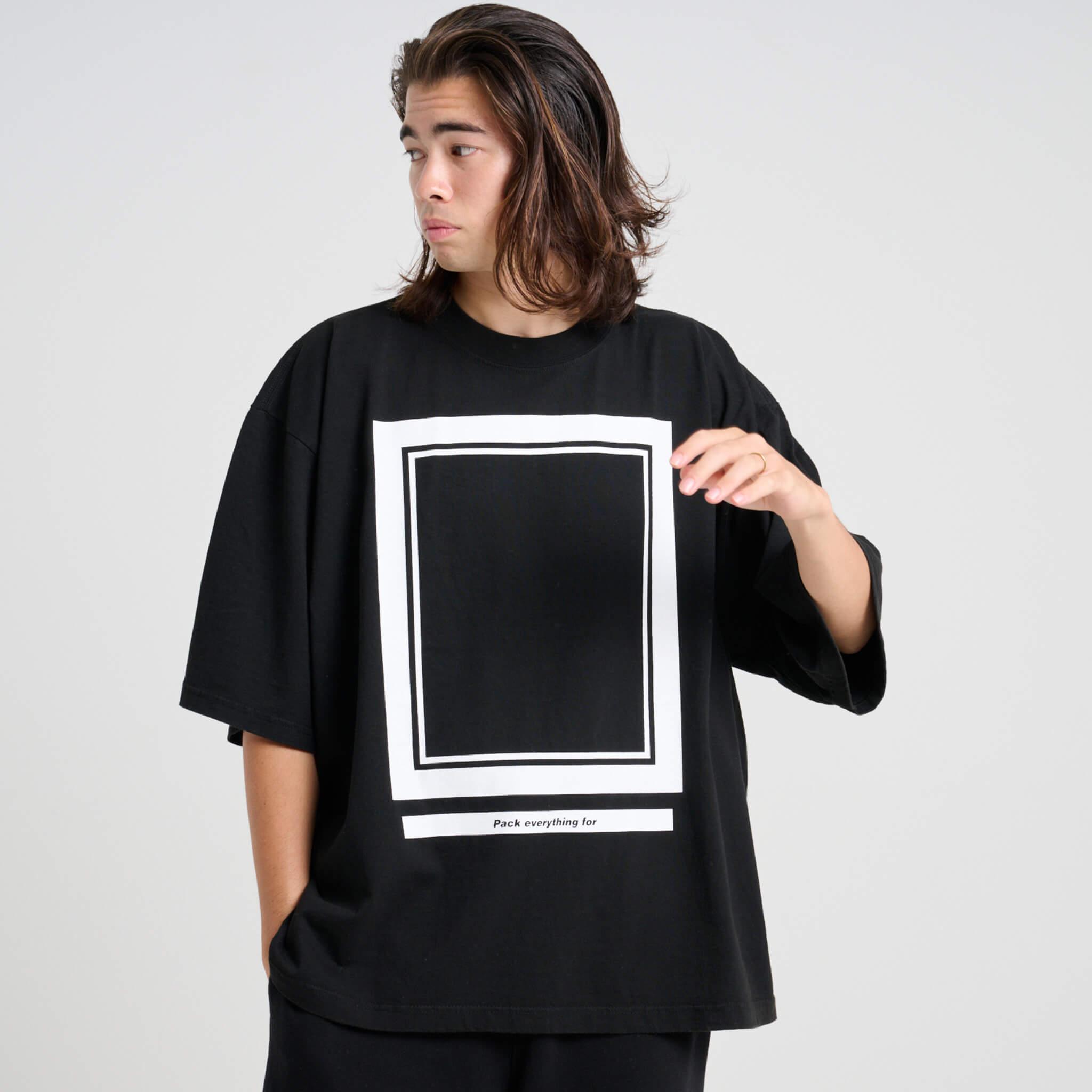 XDT-FLAME（ドロップショルダー・ルーズフィットTEE）BLACK - FLASH PACKER