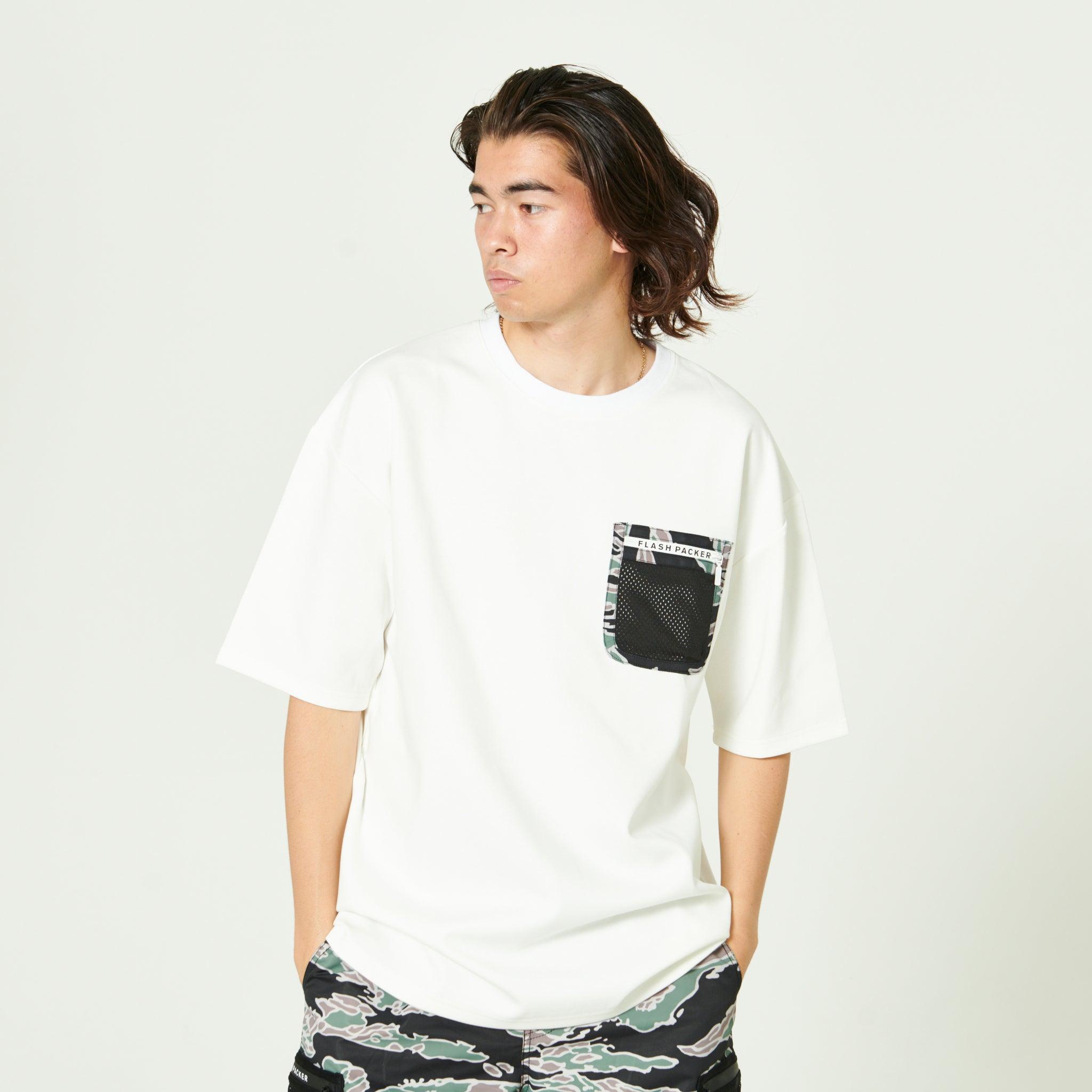 XMPT-PKT（異素材ポケット TEE）WHITE-CAMO - FLASH PACKER