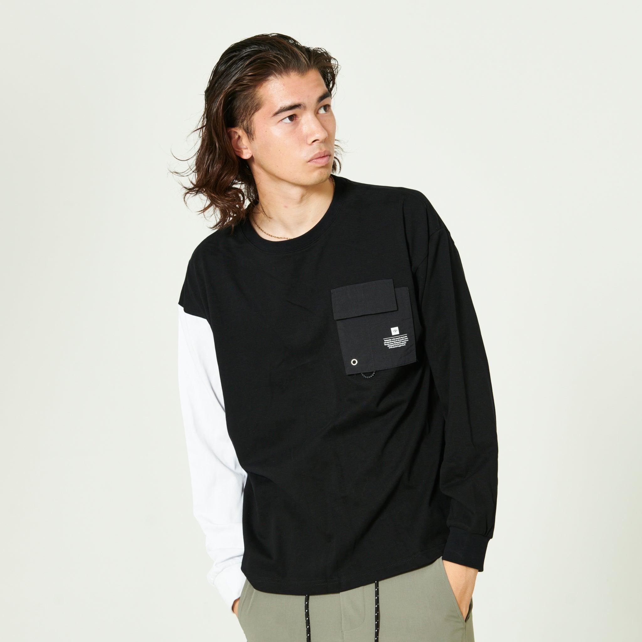 XPLT-SW（異素材ポケットL/S TEE）BLACK - FLASH PACKER