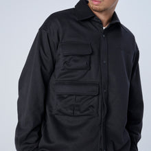 画像をギャラリービューアに読み込む, XWS-BLOCK（ウールライク・シャツジャケット） BLACK
