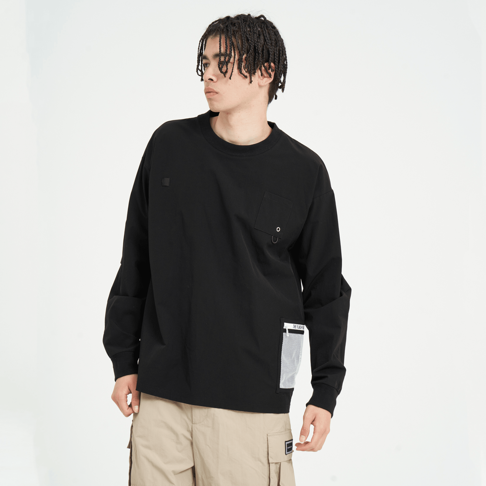 XNL-CUT（ストレッチナイロン L/S）BLACK - FLASH PACKER