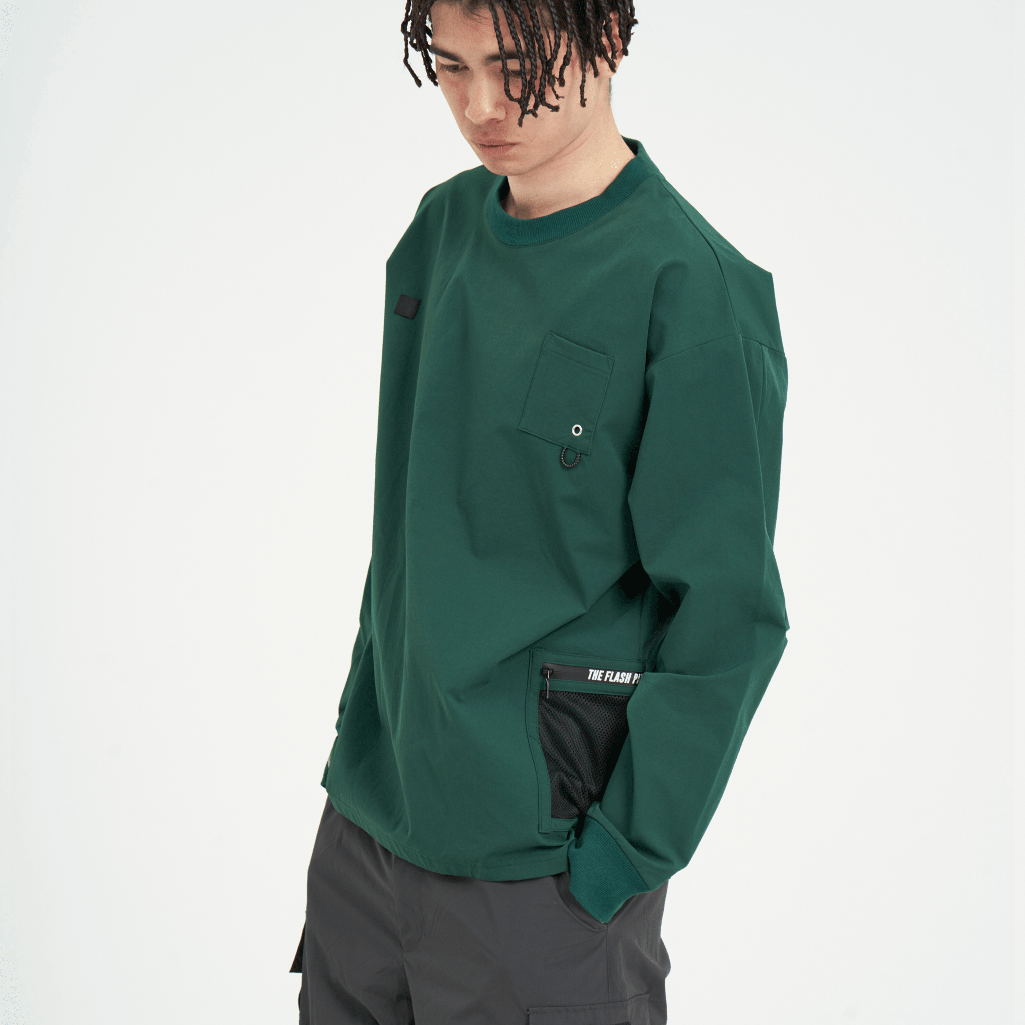 XNL-CUT（ストレッチナイロン L/S）GREEN - FLASH PACKER