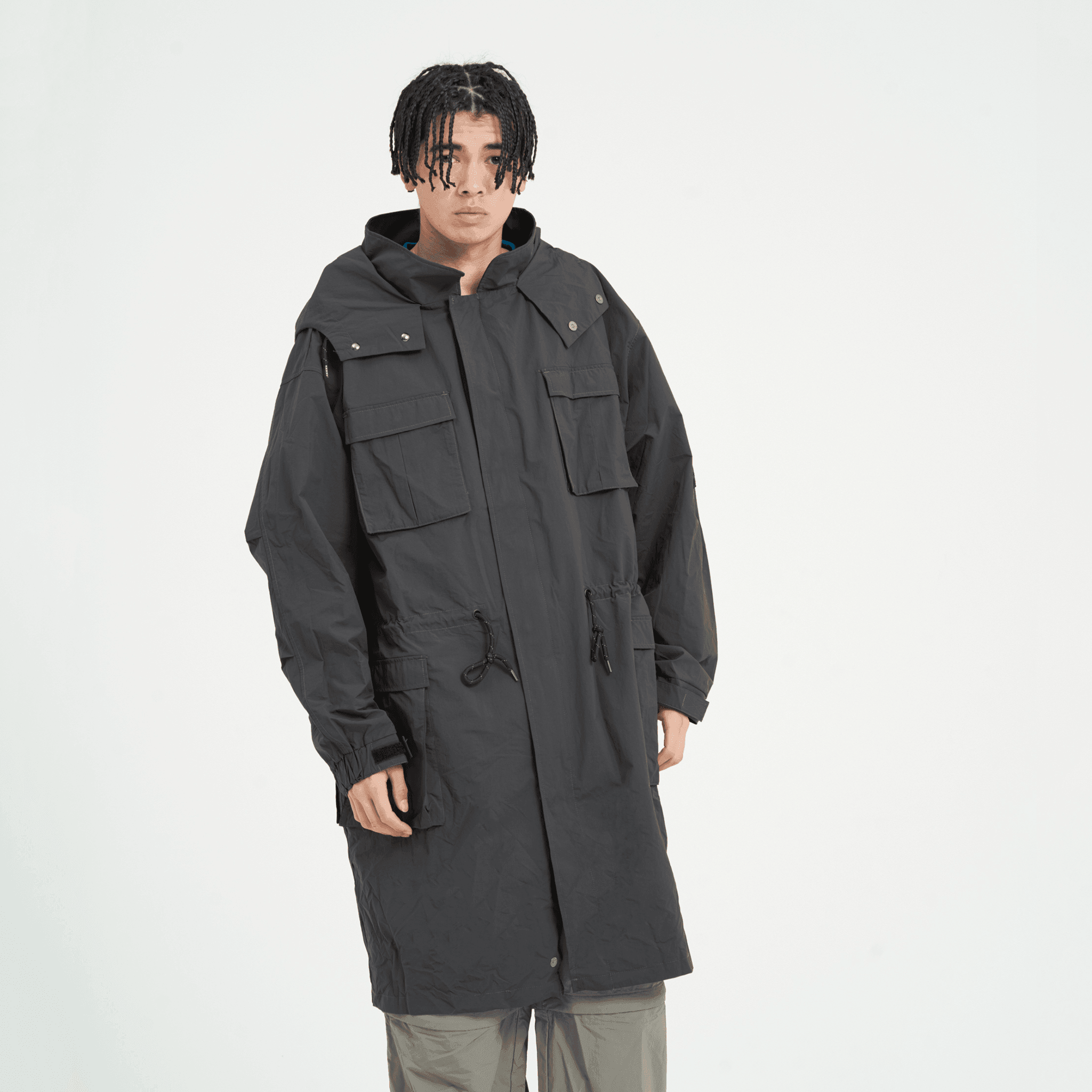 XJK-PRD(ナイロンロングコート)BLACK - OUTERWEAR (アウターウェア XJK-PRD(ナイロンロングコート)BLACK - OUTERWEAR (アウターウェア